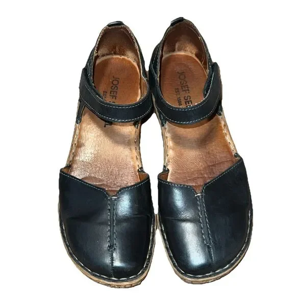 Josef Seibel Rosalie 37 Womens Sandals Sz 6 - 6.5 Leather Hook & Loop Round Toe - Picture 2 of 8
